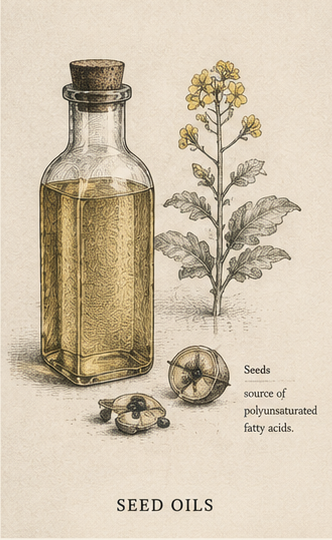 Seed oils sentiment market illustration